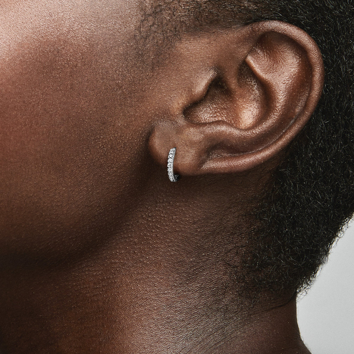 Sparkling Huggie Hoop Earrings in Sterling Silver