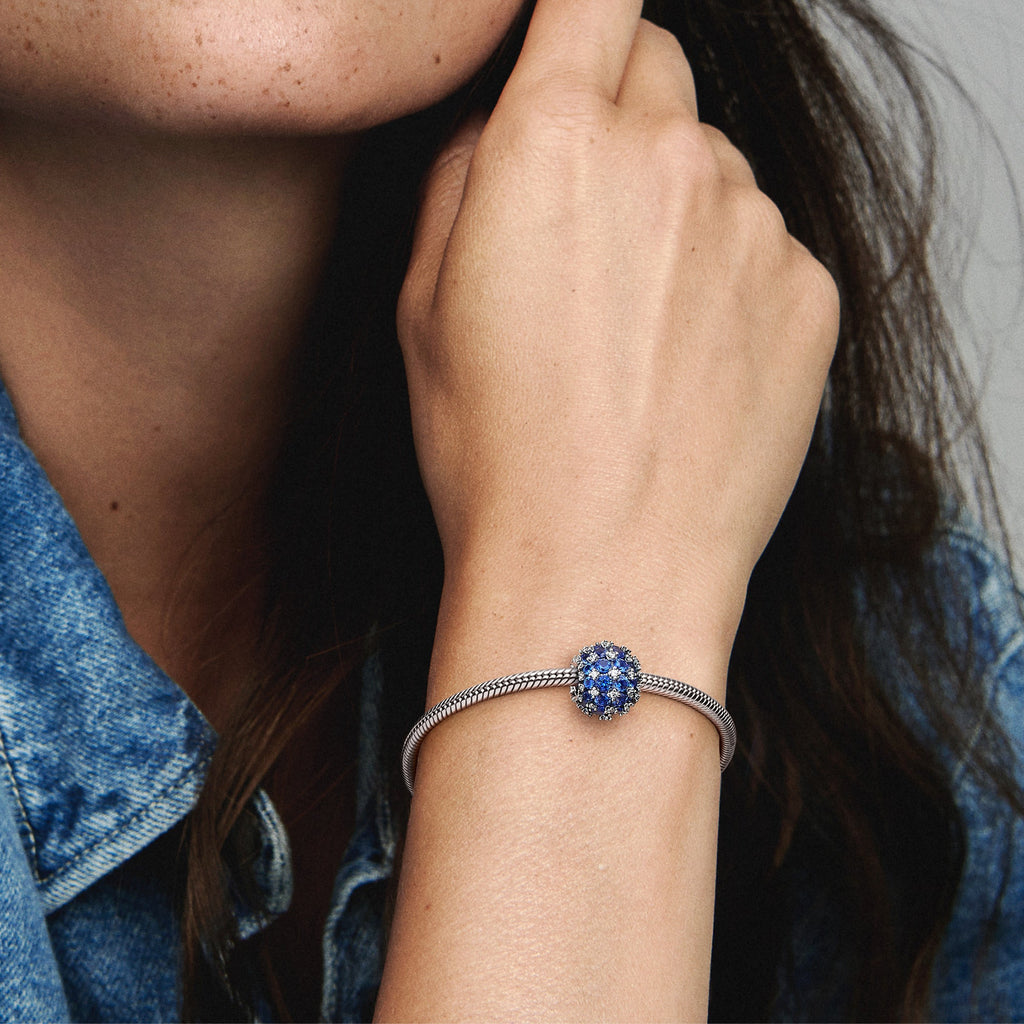Sparkling Pavé Round Blue Charm
