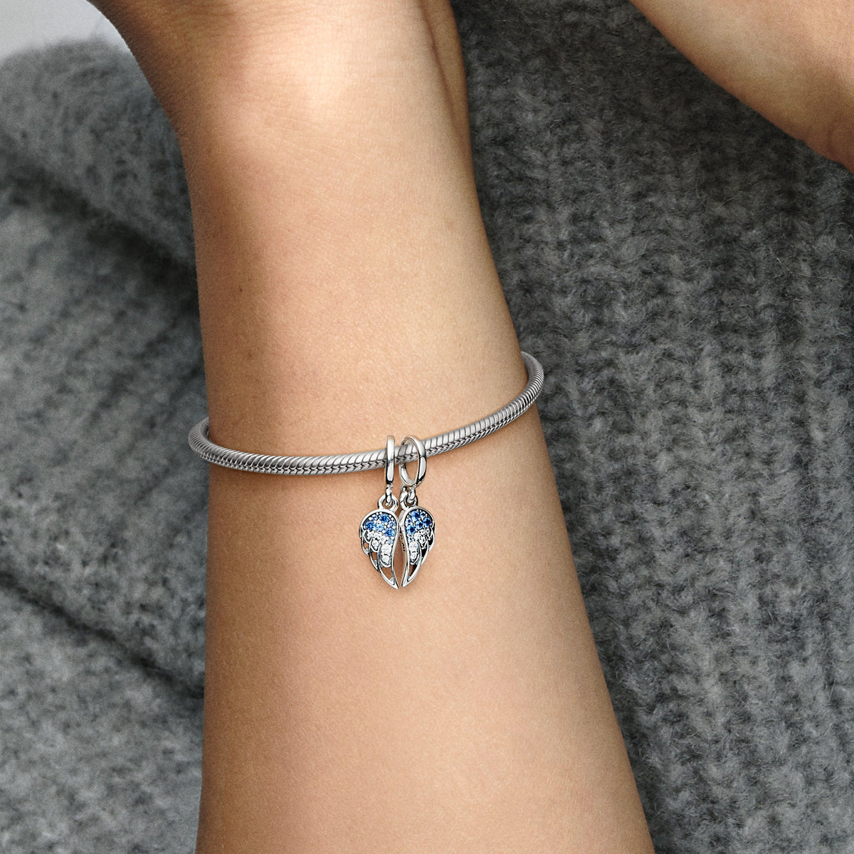 Sparkling Splitable Angel Wings Dangle Charm
