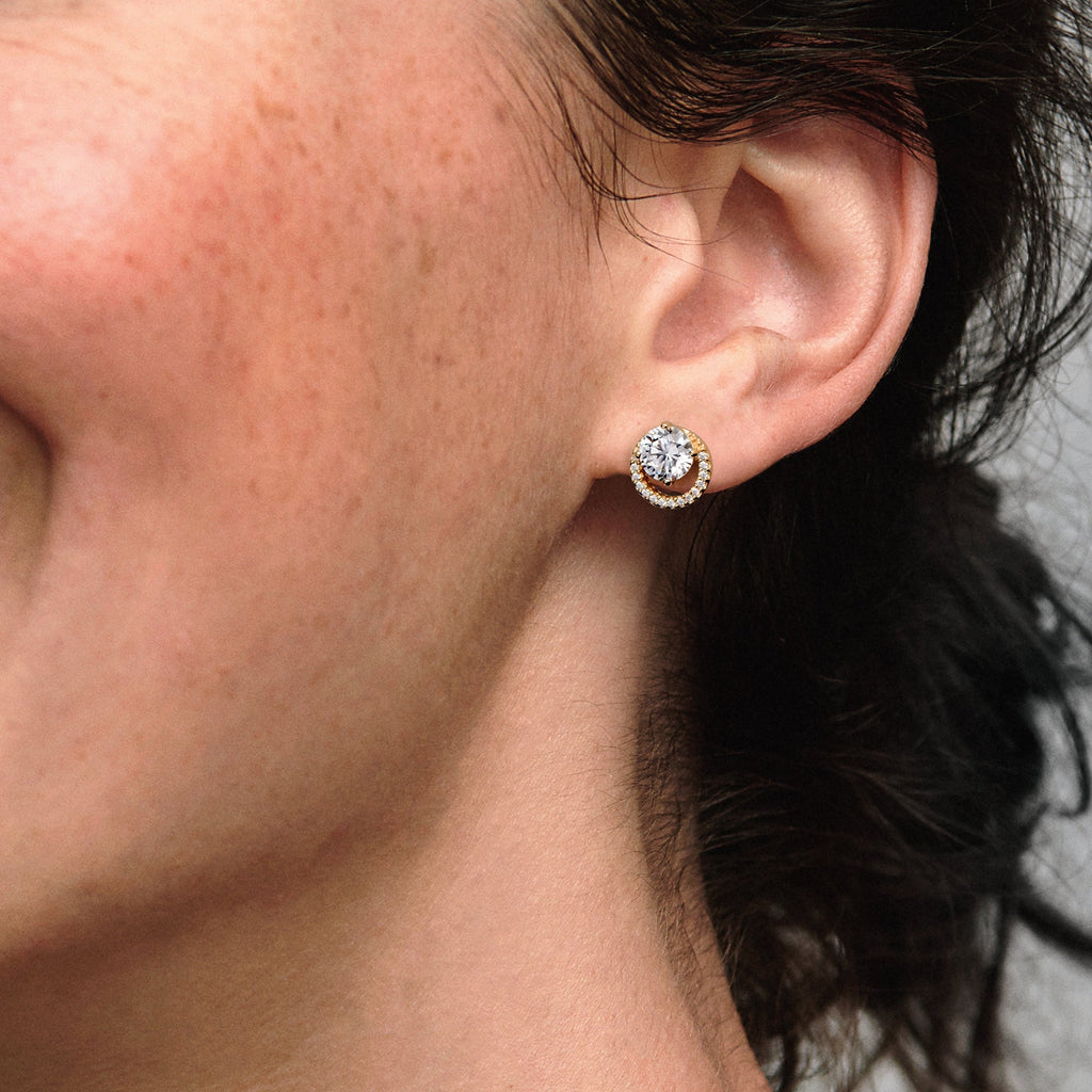 Sparkling Round Halo Stud Earrings