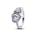 Sparkling Halo Hearts Ring