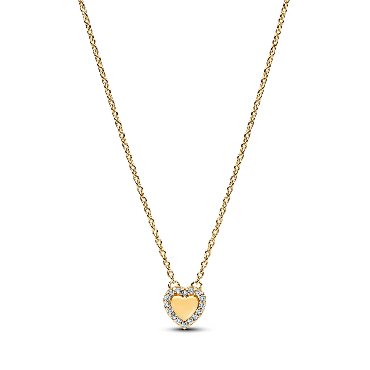 Engravable Heart Halo Collier Necklace