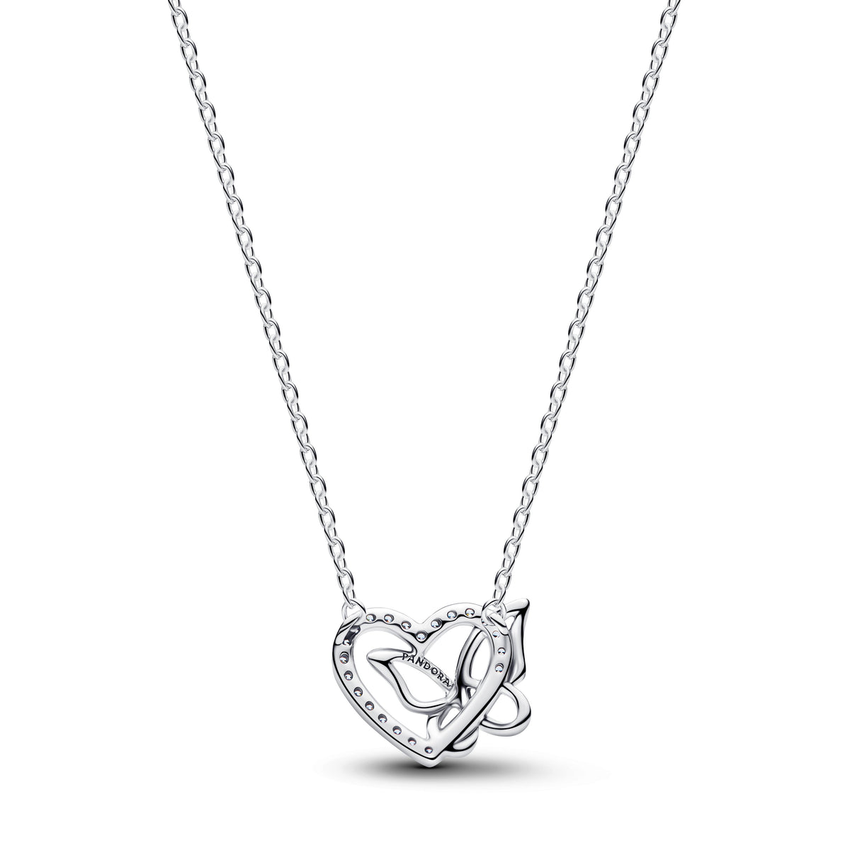 Entwined Heart & Butterfly Pendant Necklace