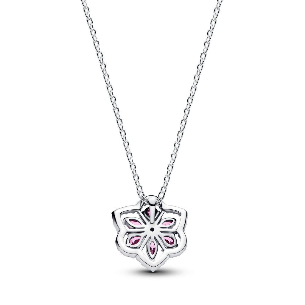 Herbarium Sparkling Pink Flower Pendant Necklace