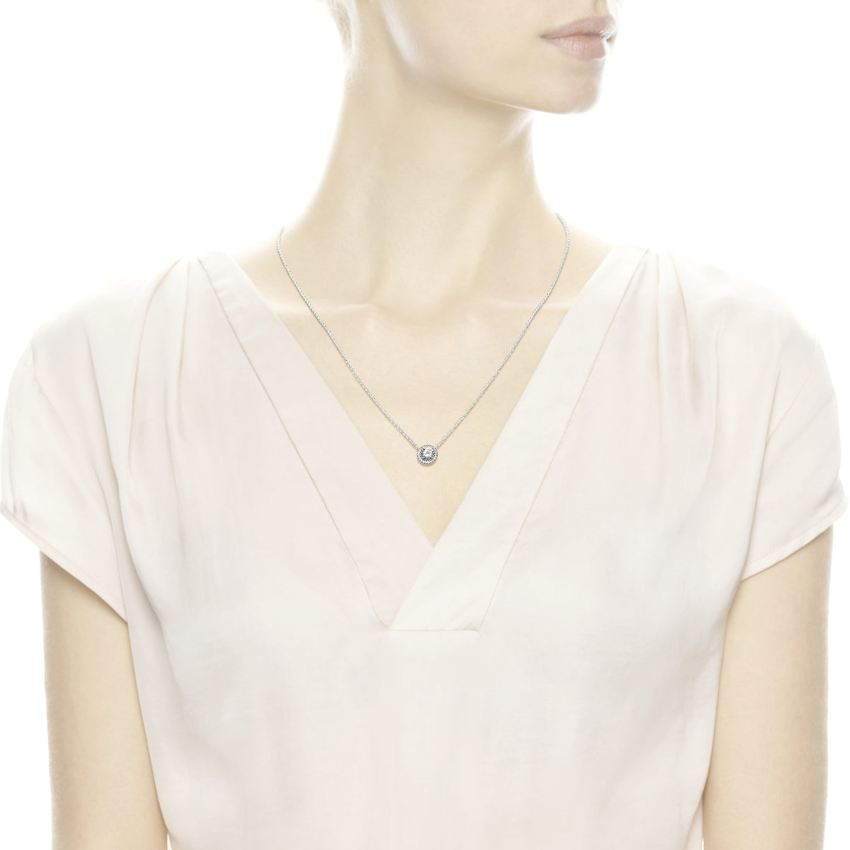Round Sparkle Halo Necklace