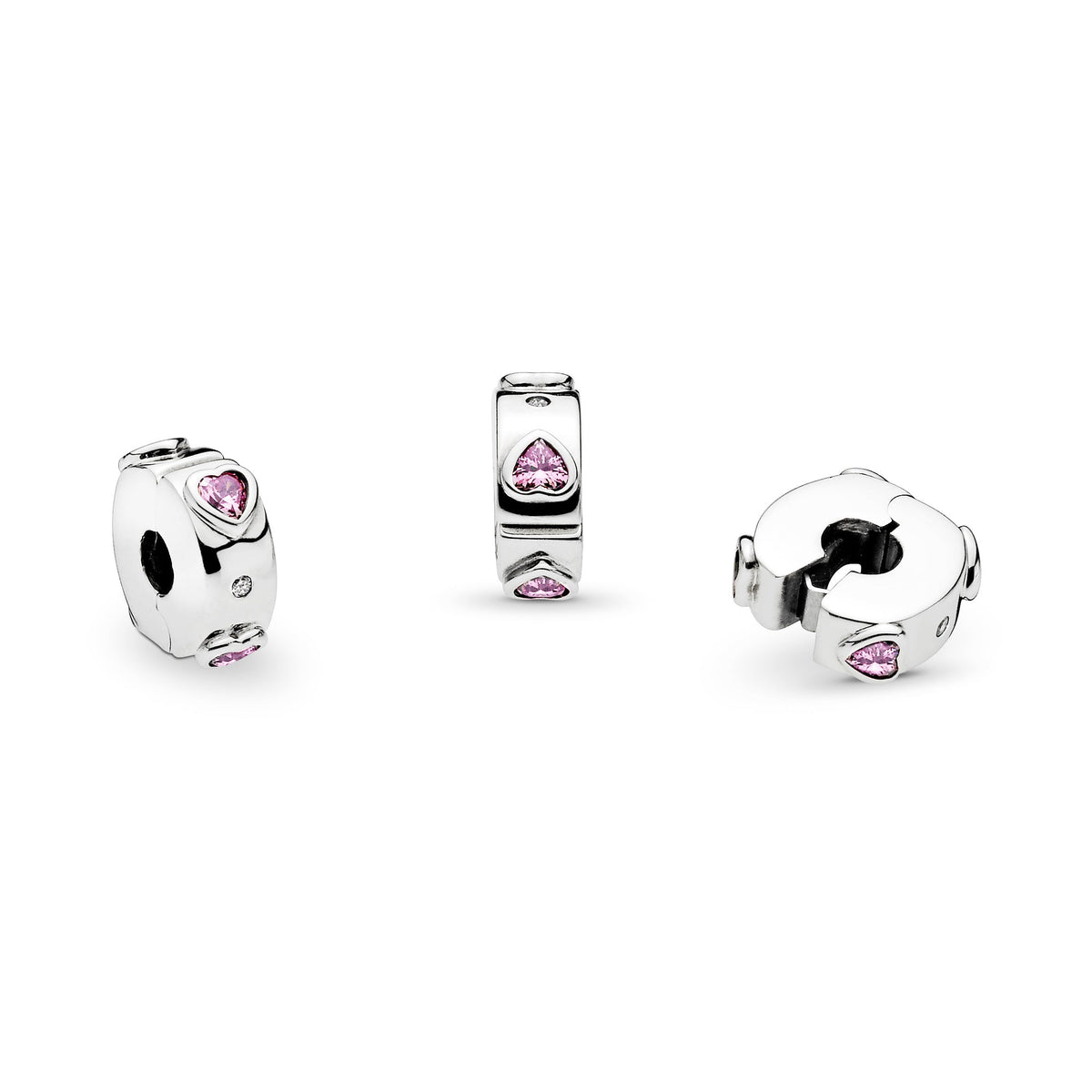 Sparkling Pink Hearts Clip Charm